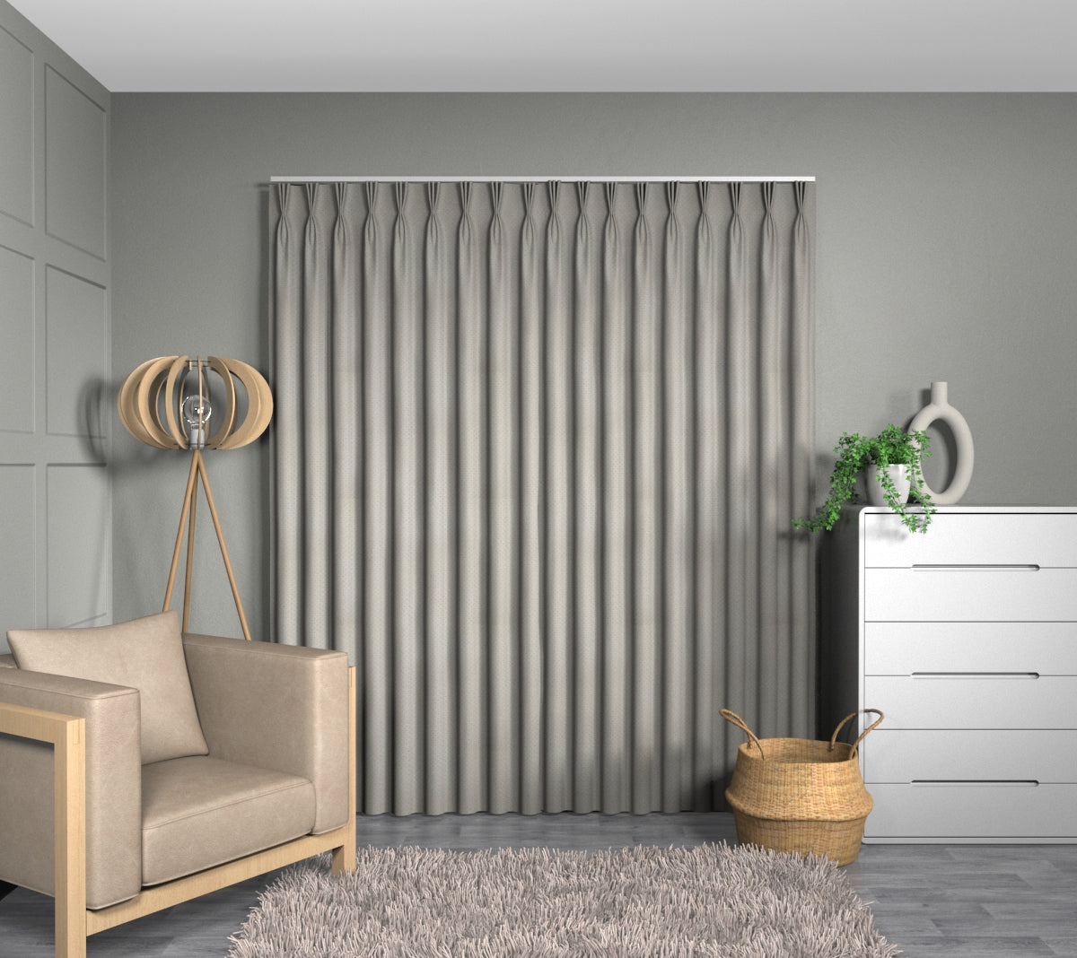 Luxor Ivory Triple Pleat Curtain