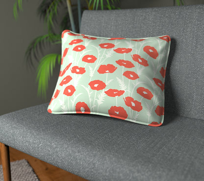 Poppy Pop Sage/Poppy Piped Cushion