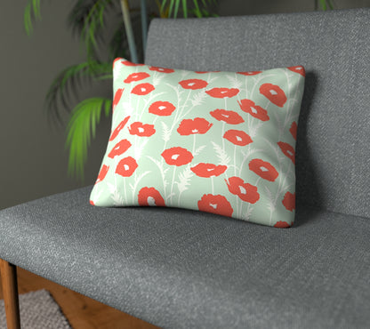 Poppy Pop Sage/Poppy Plain Cushion