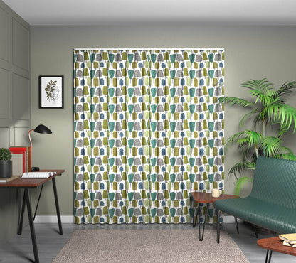 Cedar Slate/Apple/Ivy Triple Pleat Curtain