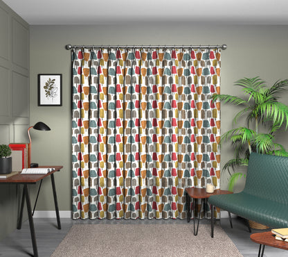 Cedar Tangerine/Sulphur/Chilli Double Pleat Curtain