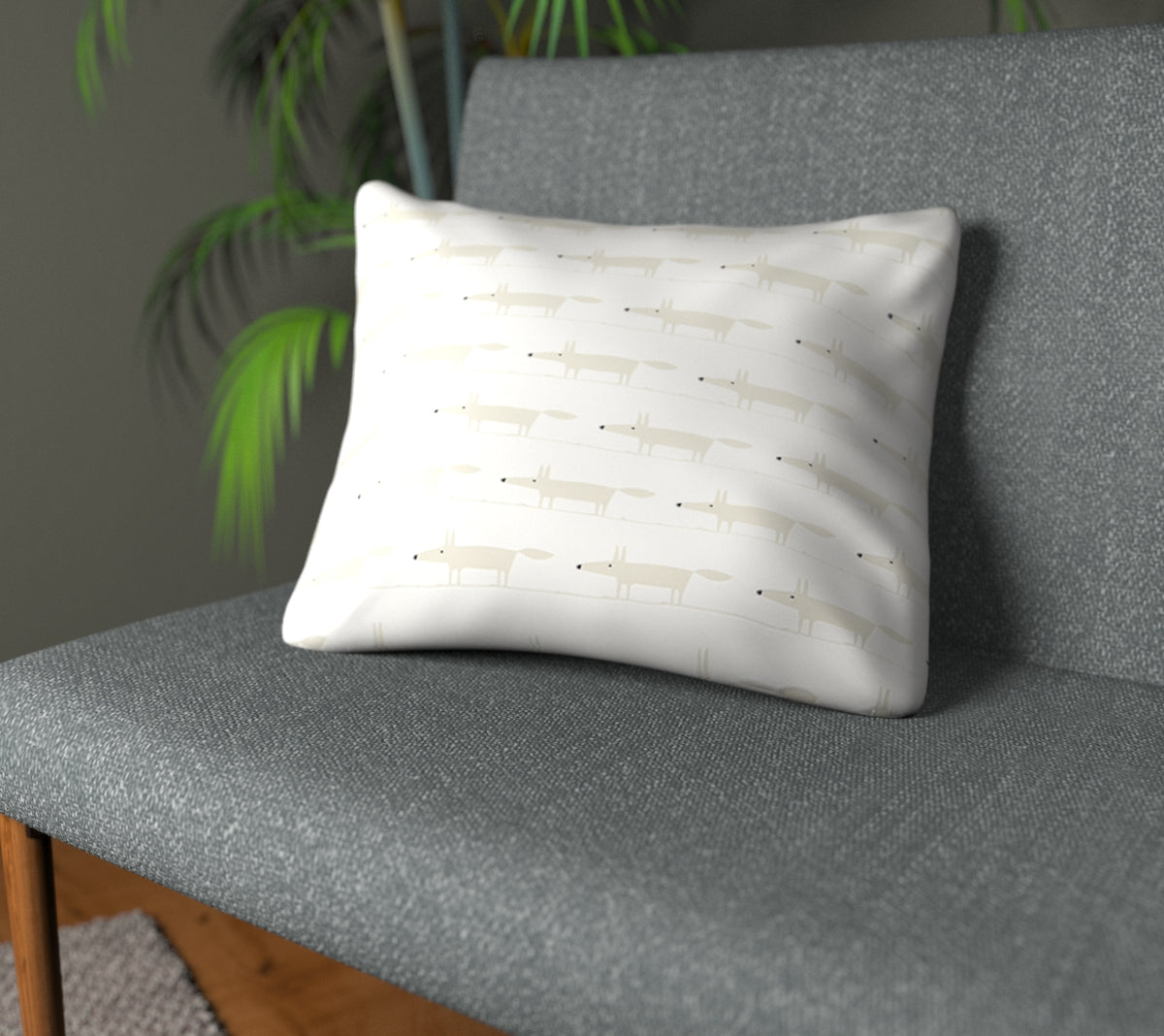 Midi Fox Snow Plain Cushion