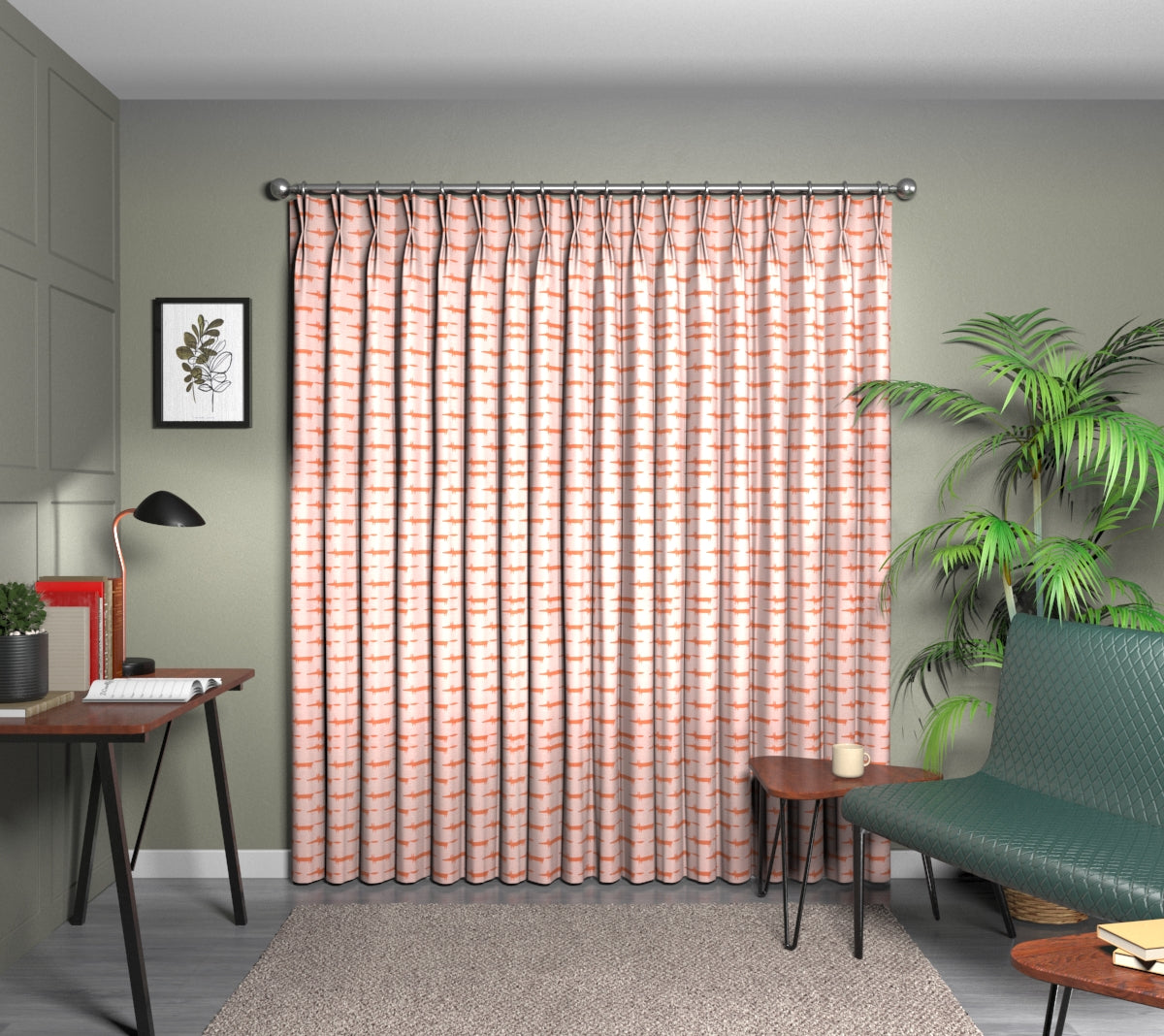 Midi Fox Milkshake/Rose Double Pleat Curtain