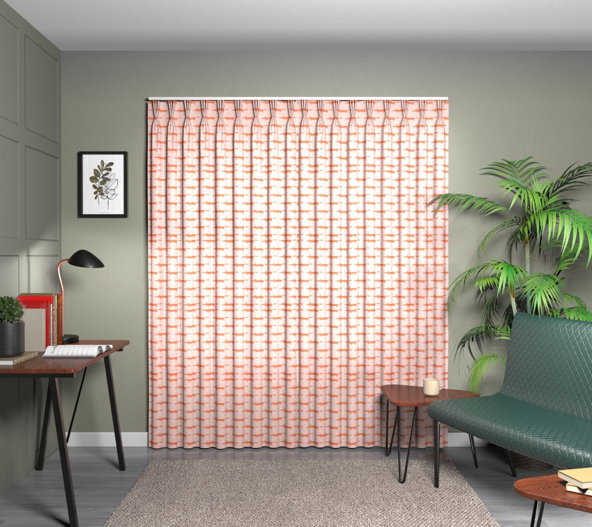 Midi Fox Milkshake/Rose Triple Pleat Curtain