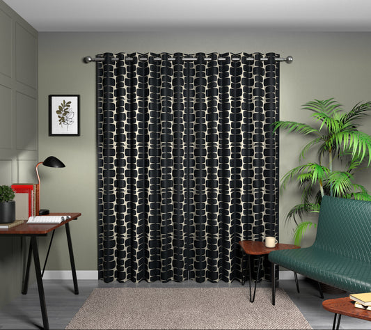 Lohko Liquorice/Hemp Eyelet Curtain