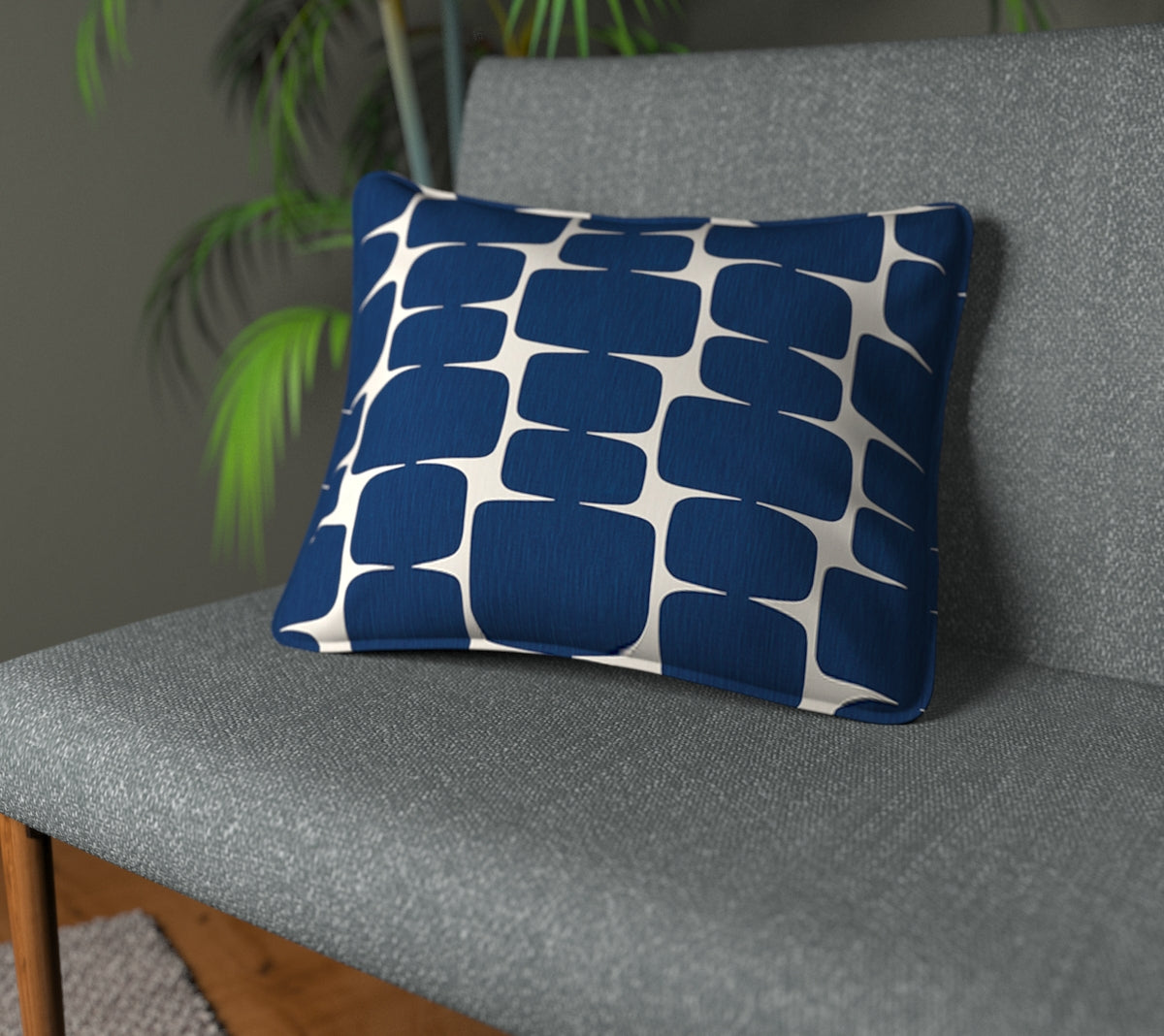 Lohko Indigo/Jasmine Piped Cushion