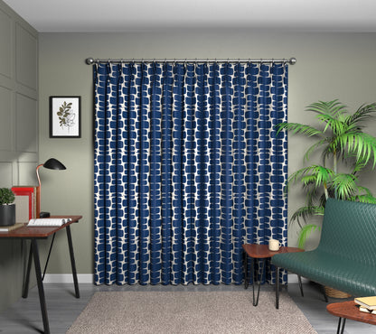 Lohko Indigo/Jasmine Double Pleat Curtain