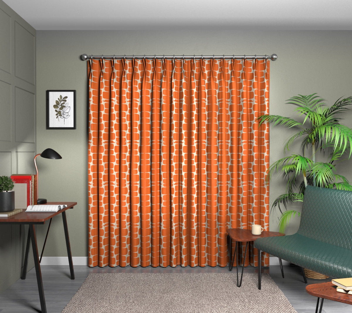 Lohko Paprika/Pebble Double Pleat Curtain