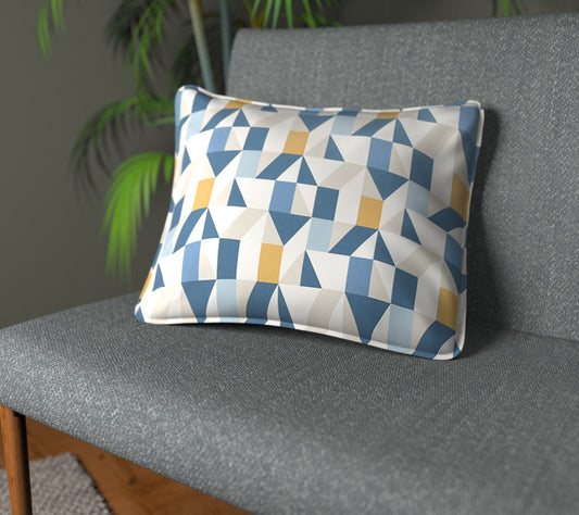 Nuevo Indigo/Slate/Satsuma Piped Cushion