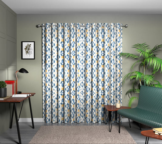 Nuevo Indigo/Slate/Satsuma Eyelet Curtain