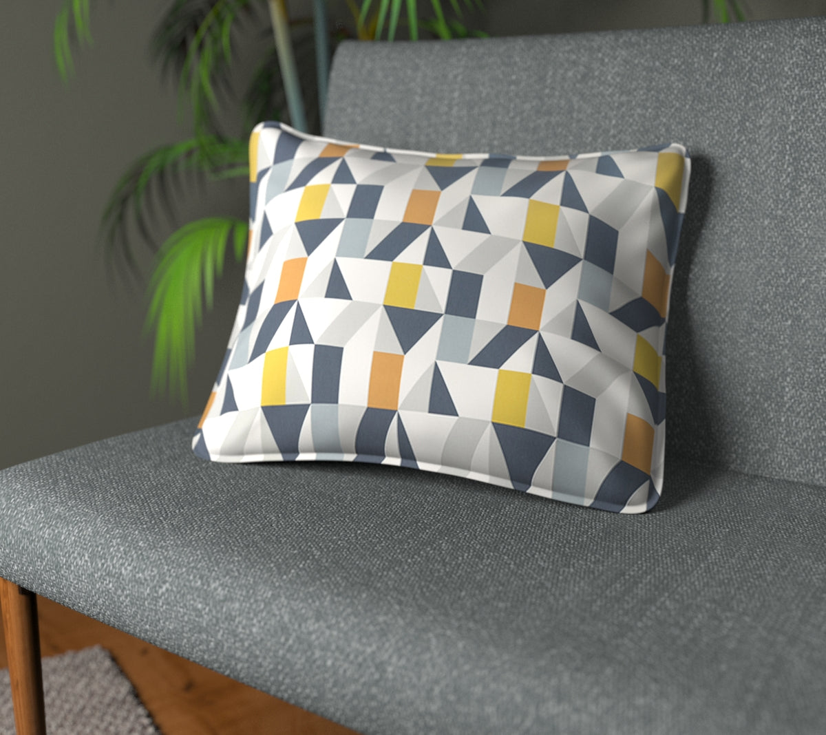 Nuevo Dandelion/Charcoal/Brick Piped Cushion