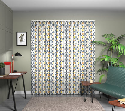 Nuevo Dandelion/Charcoal/Brick Triple Pleat Curtain