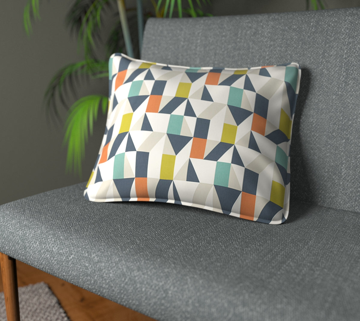 Nuevo Citrus/Paprika/Forest Piped Cushion