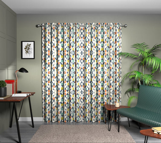 Nuevo Citrus/Paprika/Forest Eyelet Curtain