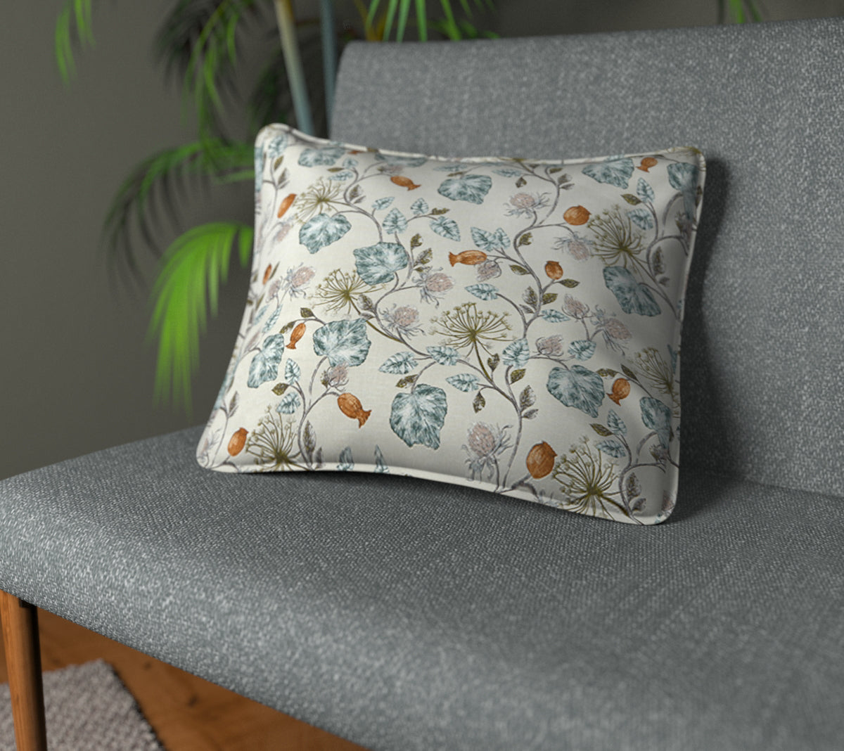 Parchment Eau De Nil Piped Cushion
