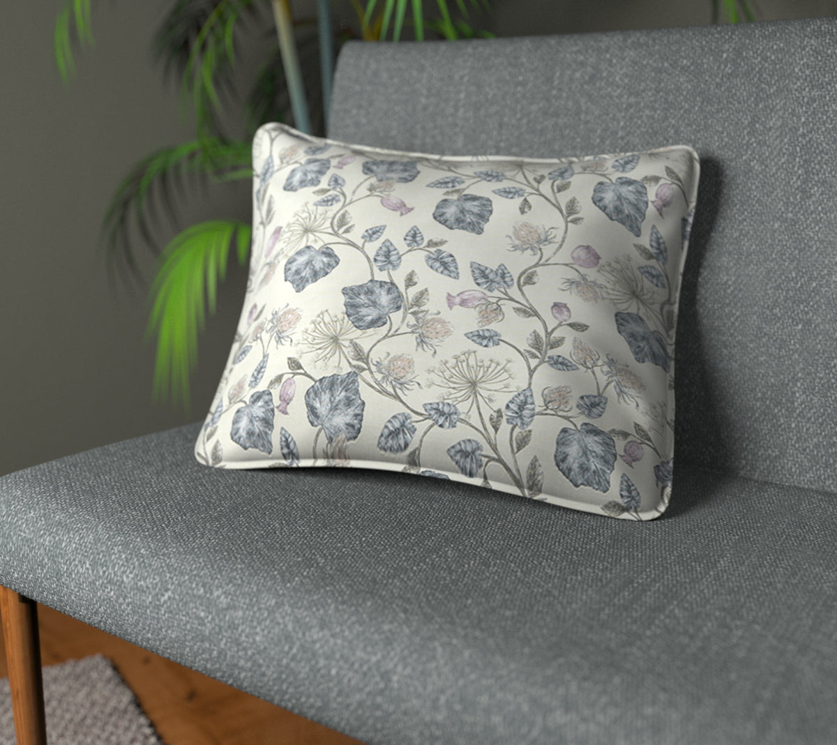 Parchment Feather Piped Cushion
