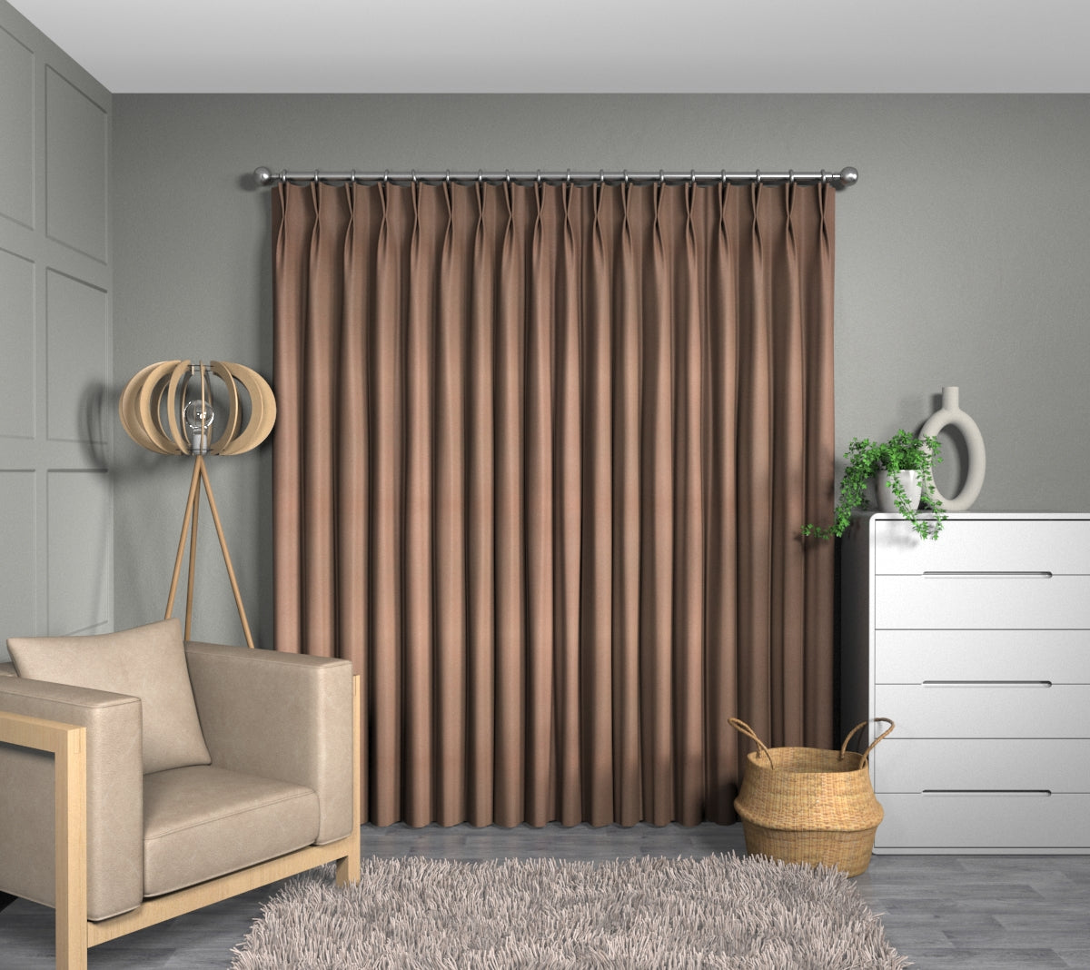 Pearl Dot Rosedust Double Pleat Curtain