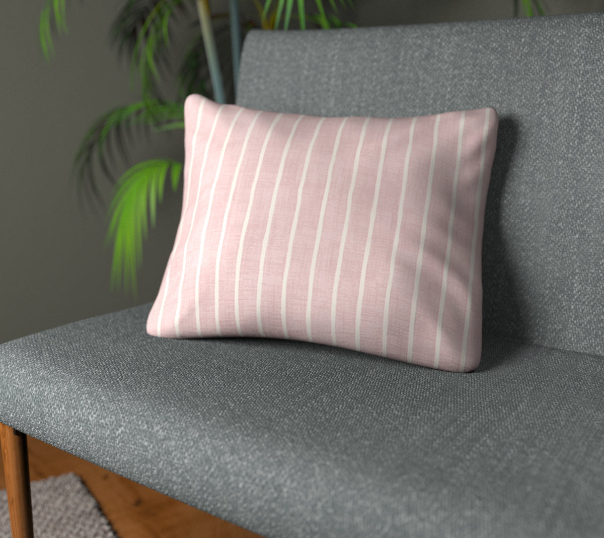 Pencil Stripe Bloom Plain Cushion