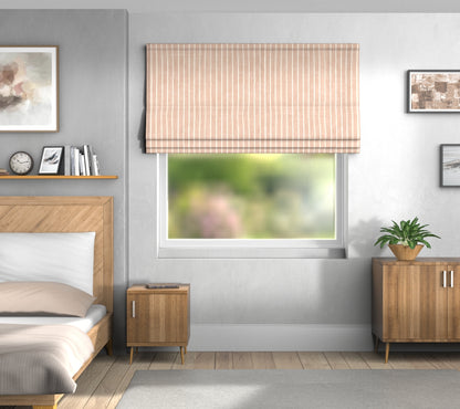 Pencil Stripe Coral Default Roman Blind