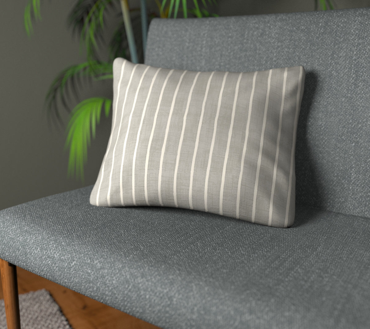 Pencil Stripe Dove Plain Cushion