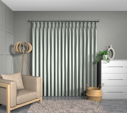 Pencil Stripe Duckegg Double Pleat Curtain