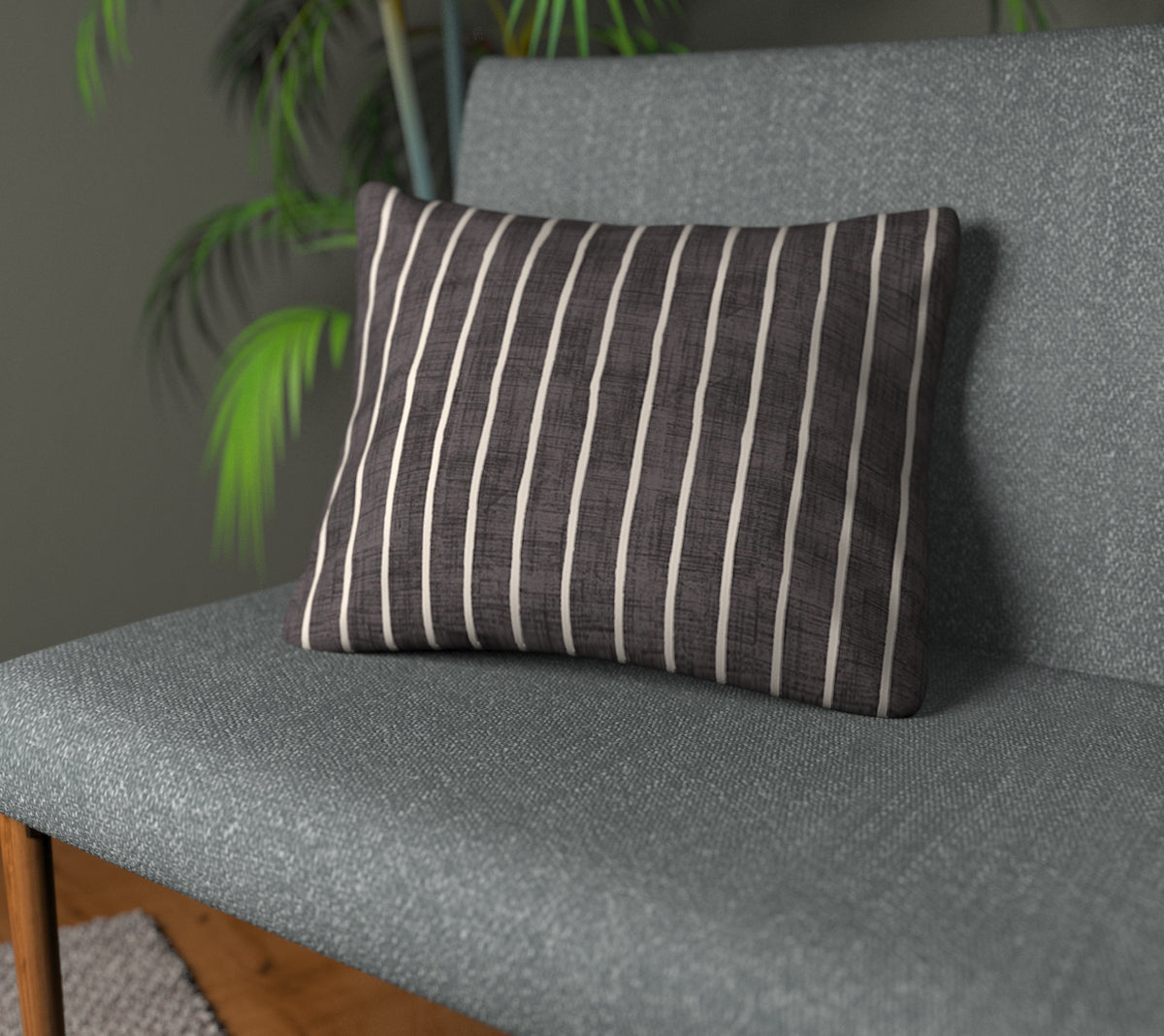 Pencil Stripe Ebony Plain Cushion