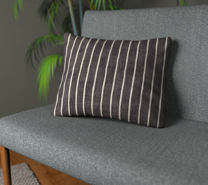 Pencil Stripe Ebony Plain Cushion