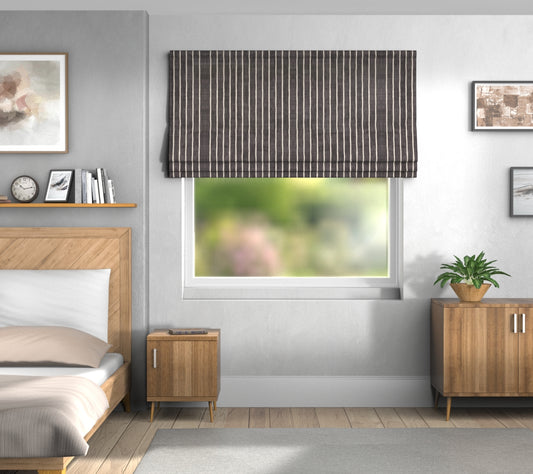 Pencil Stripe Ebony Default Roman Blind