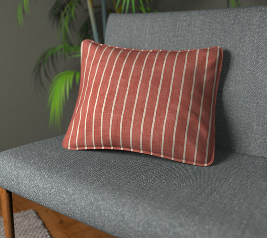 Pencil Stripe Gingersnap Piped Cushion