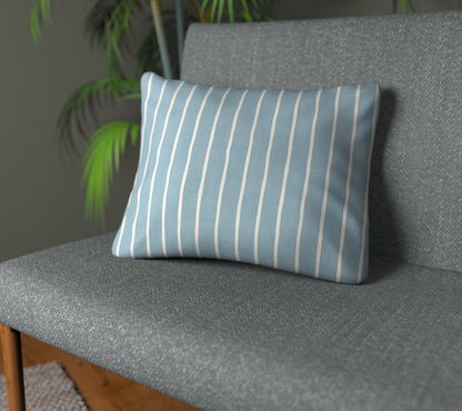 Pencil Stripe Ocean Plain Cushion