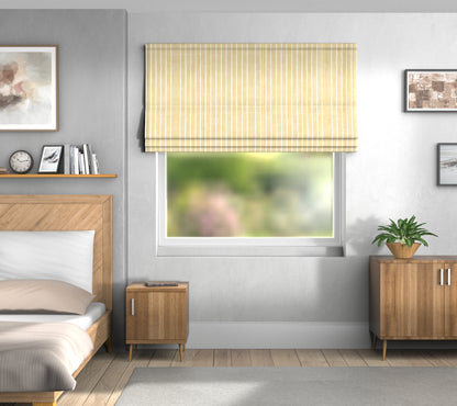 Pencil Stripe Ochre Default Roman Blind
