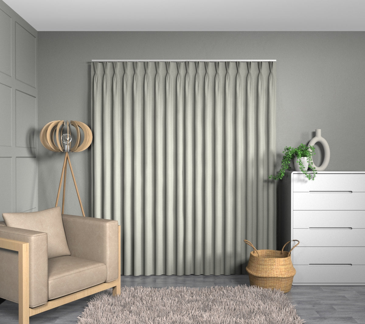 Purity Porcelain Triple Pleat Curtain