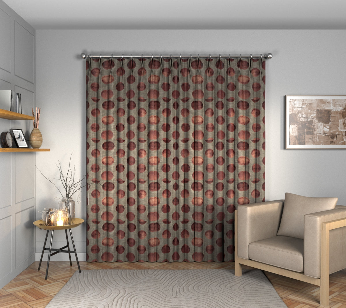 Nuala Cinnamon Double Pleat Curtain