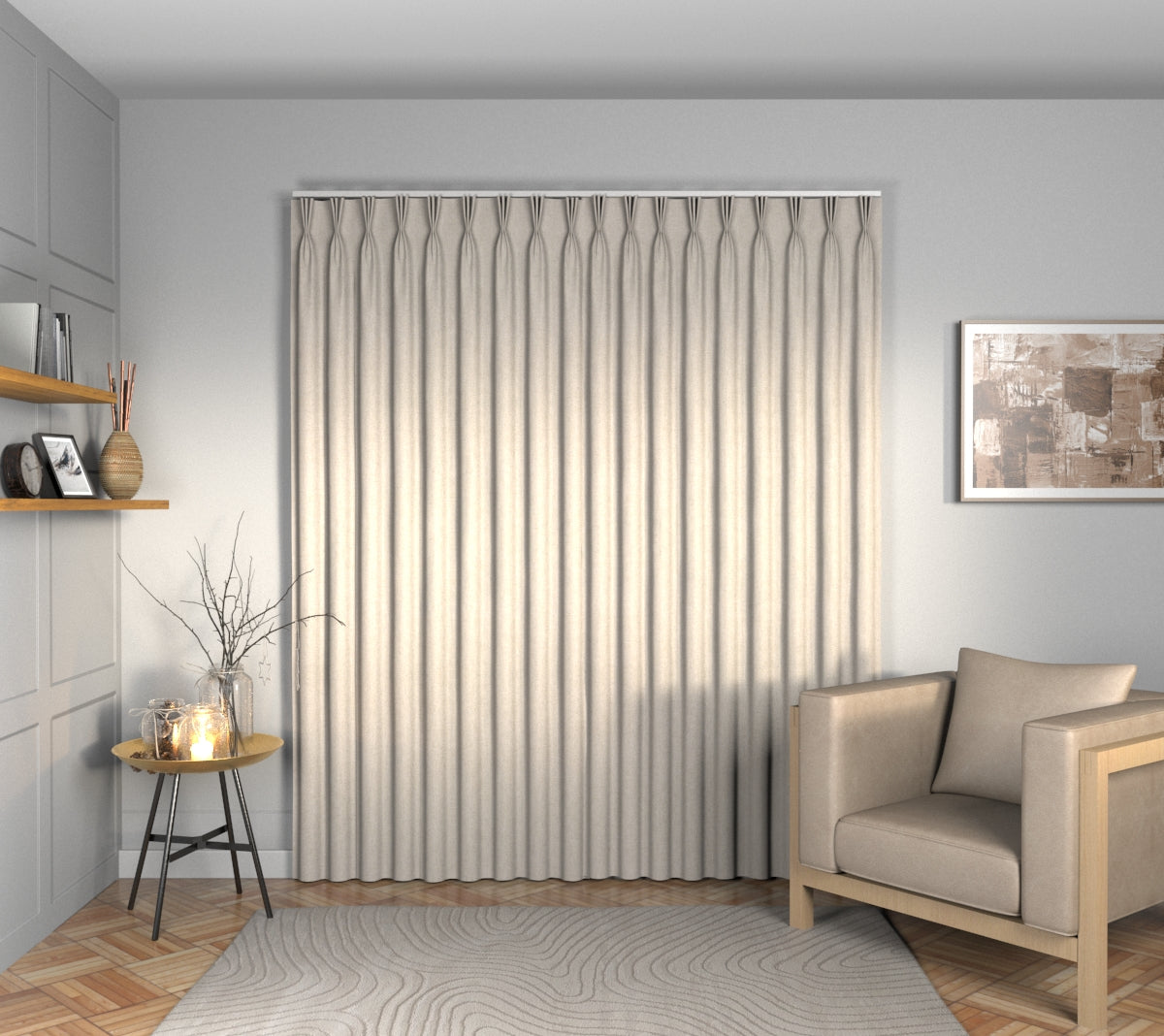 Ruskin Nougat Triple Pleat Curtain