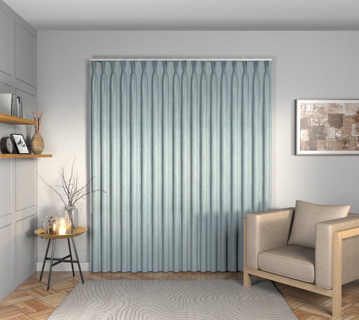 Ruskin Duck Egg Triple Pleat Curtain