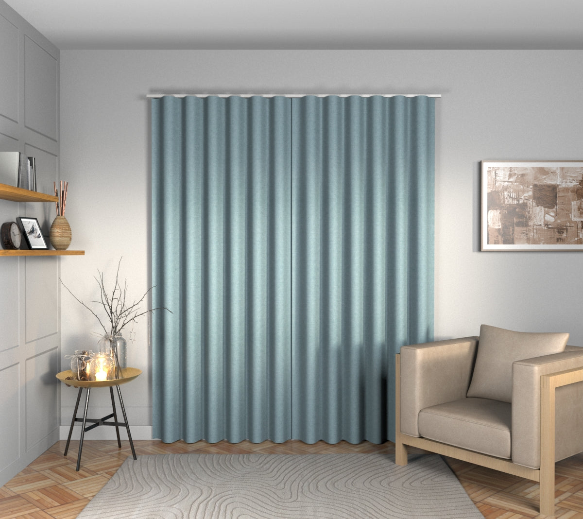Ruskin Ice Blue Wave Curtain