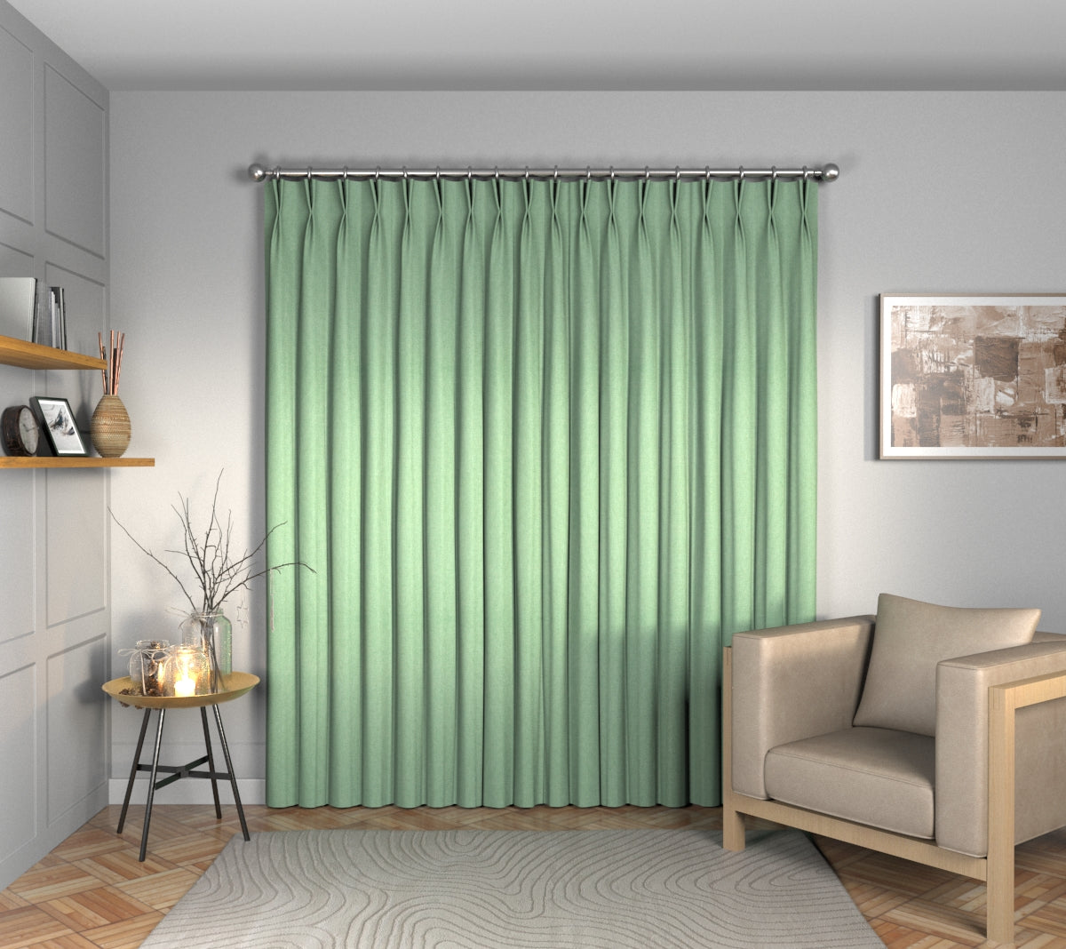 Ruskin Peppermint Double Pleat Curtain