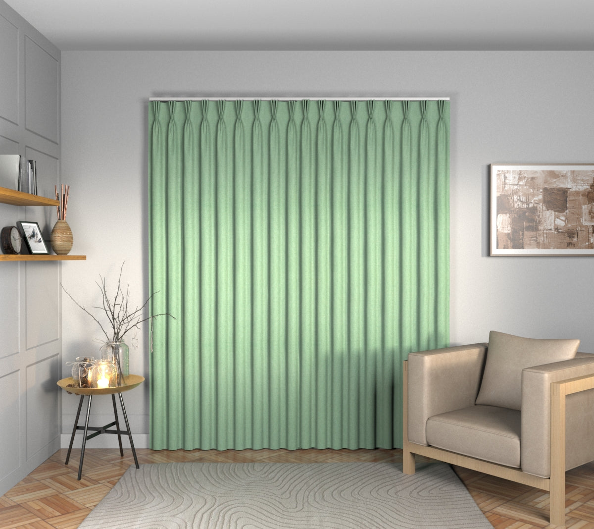 Ruskin Peppermint Triple Pleat Curtain