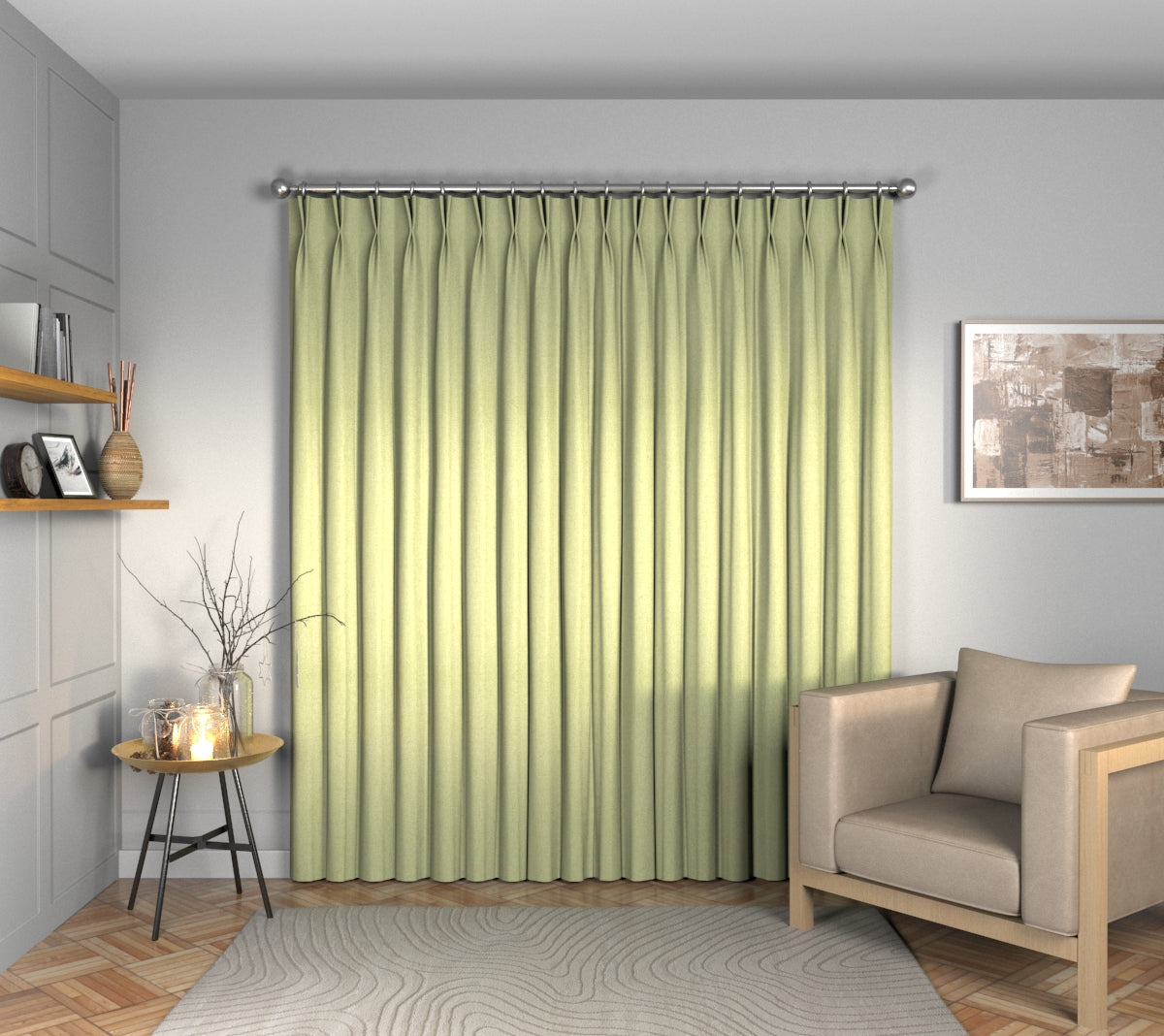 Ruskin Pistachio Double Pleat Curtain