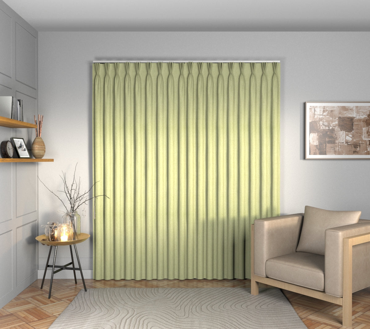 Ruskin Pistachio Triple Pleat Curtain