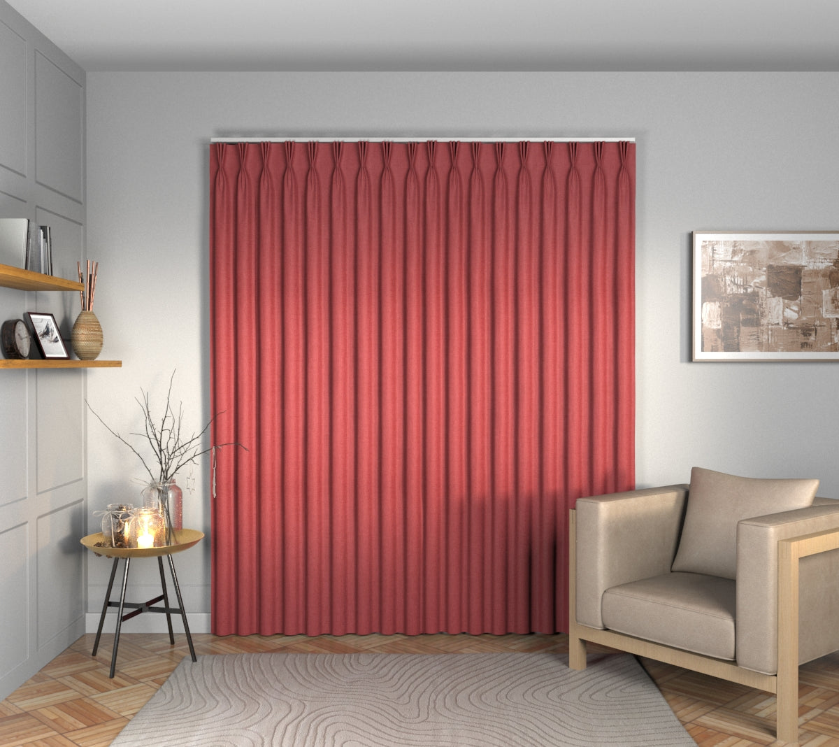 Ruskin Raspberry Triple Pleat Curtain