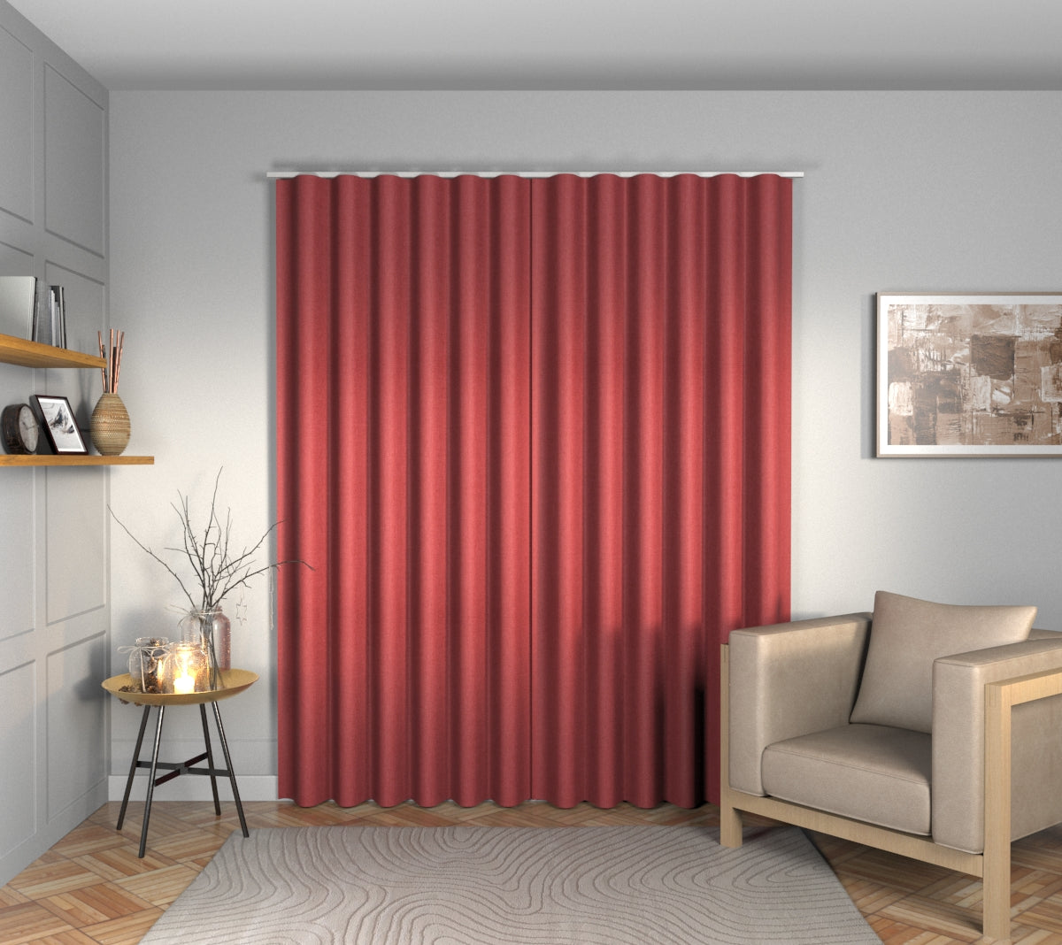 Ruskin Raspberry Wave Curtain