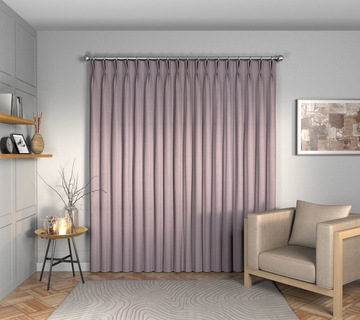 Ruskin Lavender Double Pleat Curtain