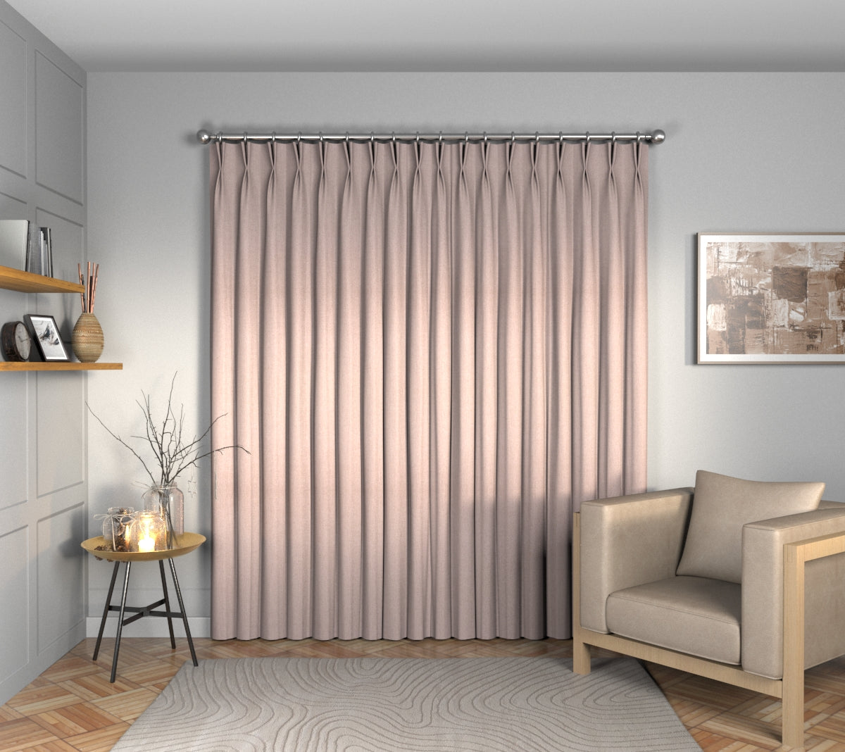 Ruskin Rose Quartz Double Pleat Curtain