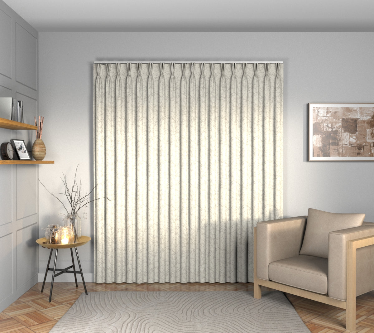 Acacia Oyster Triple Pleat Curtain