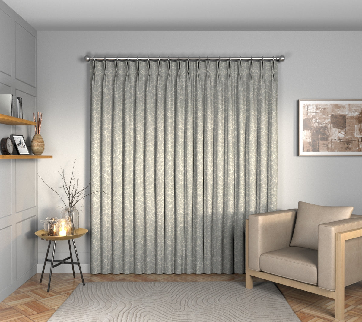 Acacia Pigeon Double Pleat Curtain