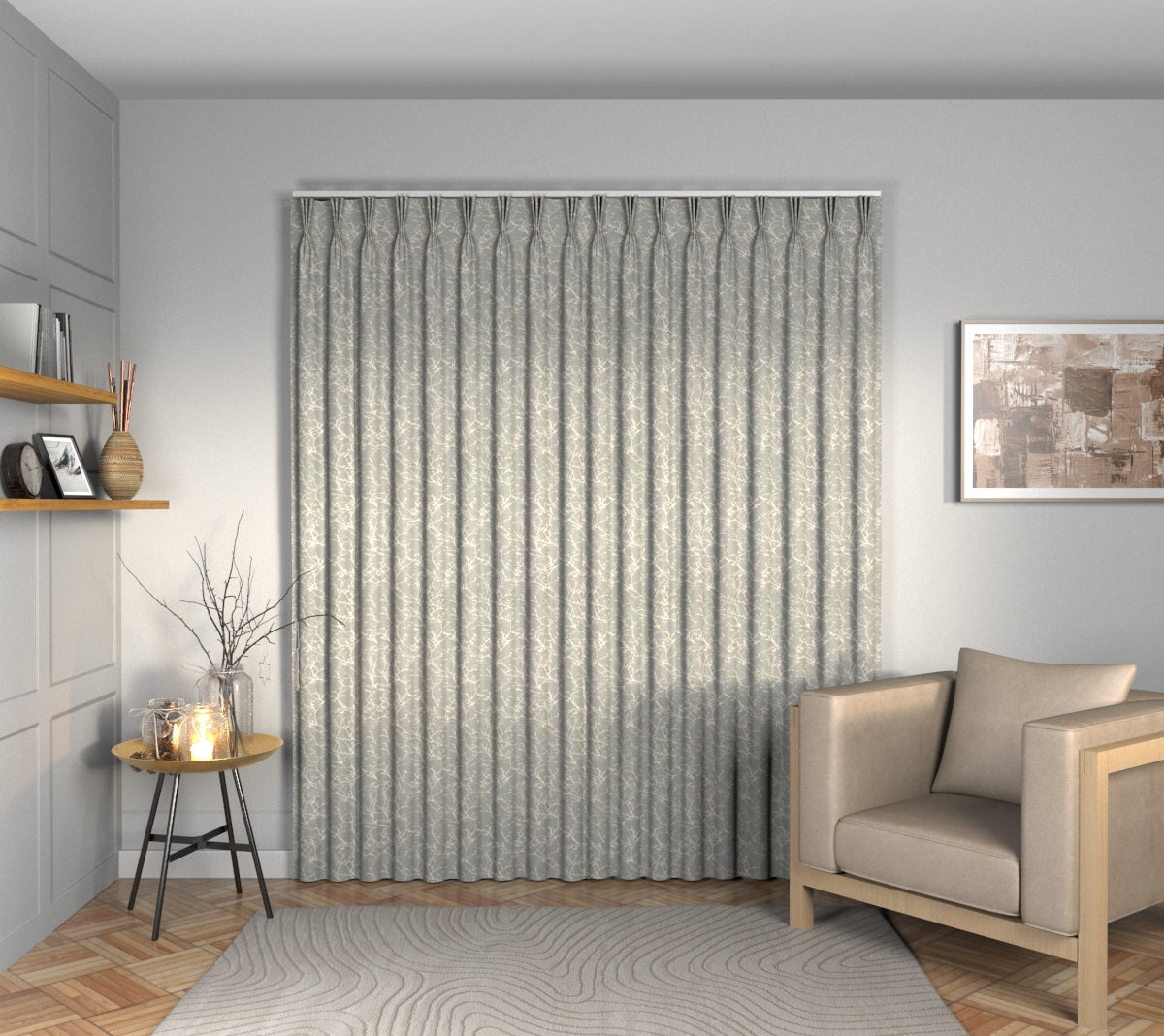 Acacia Pigeon Triple Pleat Curtain