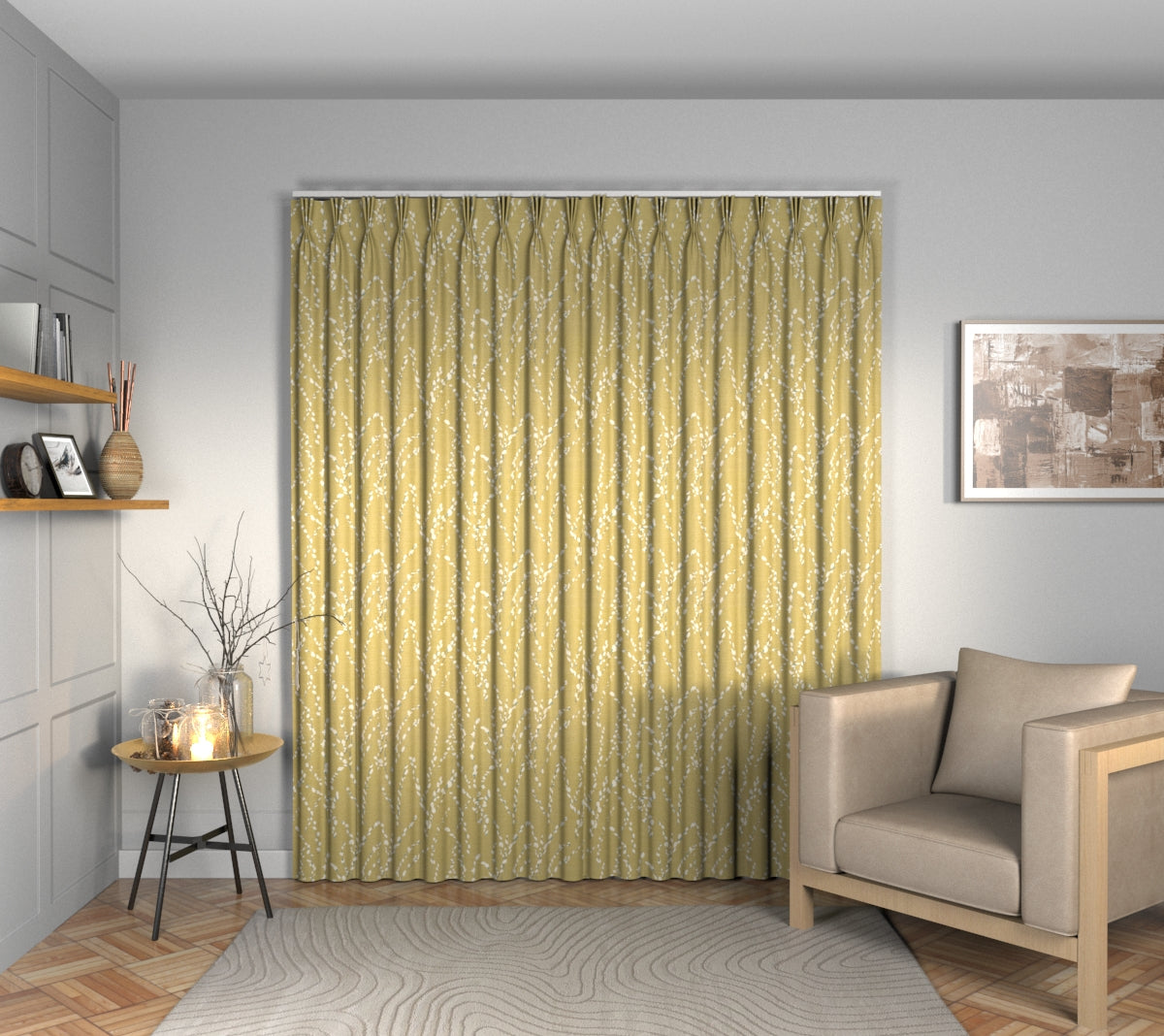 Mikado Dandelion Triple Pleat Curtain
