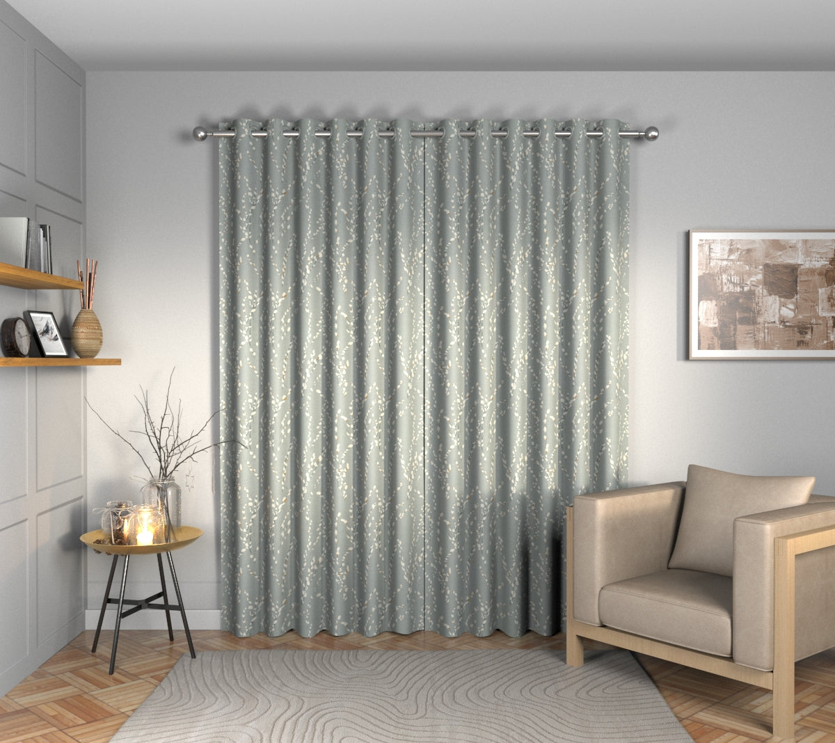 Mikado French Blue Eyelets Curtain