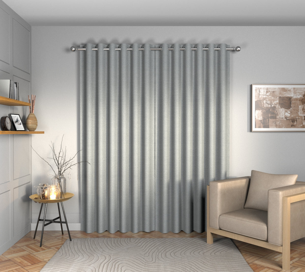 Olavi Gris Eyelets Curtain